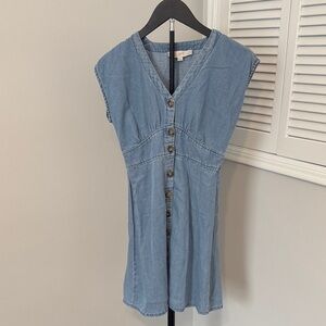 LOFT Blue Denim Button-Down Dress